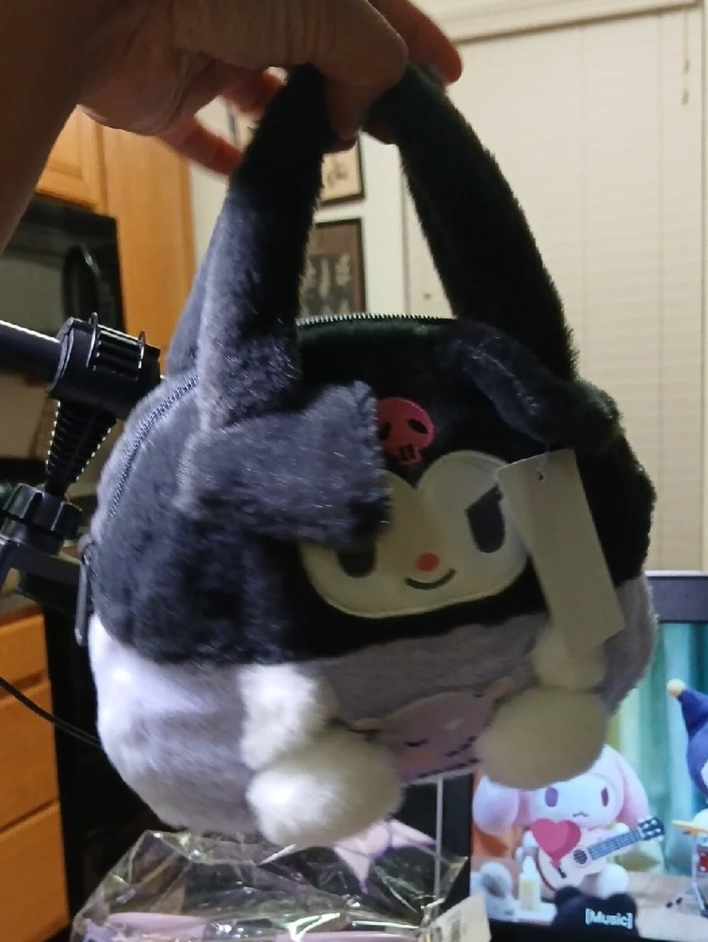 Kuromi Plush Handbag in Black and Lavender S/M